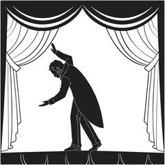 Silhouette Of An Actor Bowing On Theater Stage