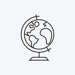 Globe World Map Outline Icon  Global, International and Education Symbol