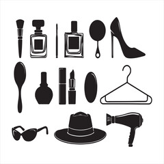 Artistic silhouette showcases a selection of fashion essentials. 