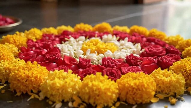 Onam, pookalam, onam vibe, onam decorations, pookalam decoration with natural background sound