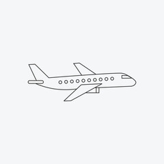 Commercial Airplane Line Art Icon for Air Travel, Passenger Flights, and Aviation Industry