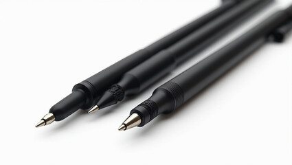 Set of black ink pens — ideal for office kits, desk organization content, or professional work materials.