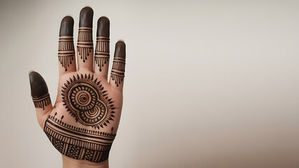 Intricate henna design on a hand.
