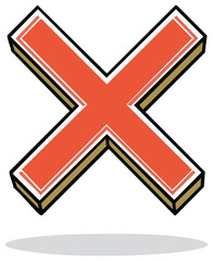 Obraz premium Isometric 3D Red X Mark with a Shadow