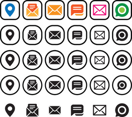 Social Media Icons Set. Set of social media contact icons.