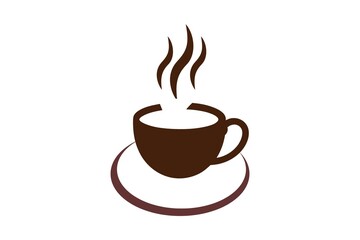 cup of coffee and saucer on white background 