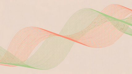 Abstract swirling lines of peach and mint green.
