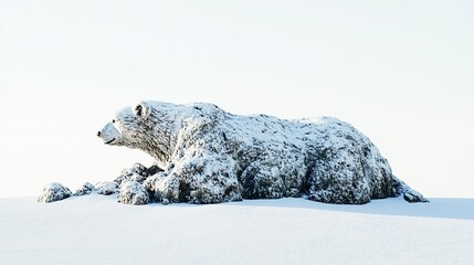 Obraz premium Snow-Covered Rock That Looks Like Polar Bear in Landscape on white background