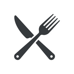 Crossed Knife and Fork Icon Representing Dining and Culinary Arts in a Simple Graphic Style