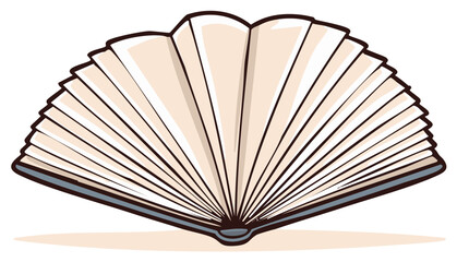 Illustration of a book with open pages and fan shape in vector art