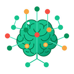 Minimal Green Brain with Signals – Vector Symbol for Cerebral Palsy Awareness