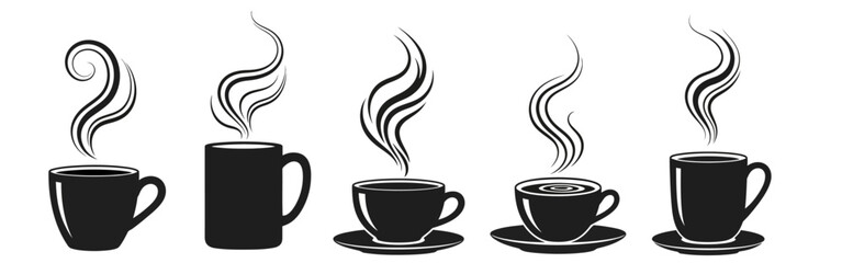 Artistic Display of Cups and Steam, Graphic Design, Minimalist Environment, Conceptual Perspective