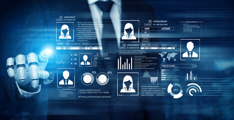 Fototapeta premium AI safeguards digital identity with smart authentication, secure login systems, and virtual assistants ensuring data privacy and user protection. Vouch
