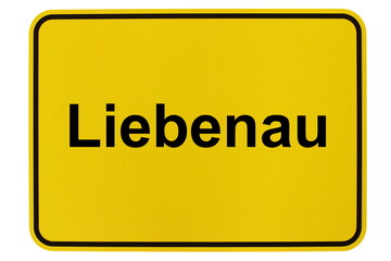 Illustration eines Ortsschildes der Gemeinde Liebenau in Niedersachsen	