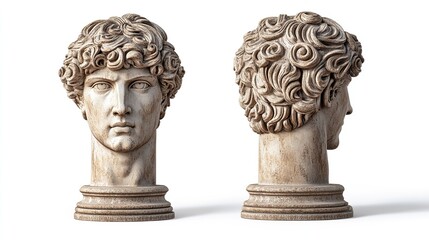 Obraz premium Ancient statue Antinous head isolated on white background, proffessional