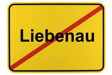 Illustration eines Ortsschildes der Gemeinde Liebenau in Niedersachsen	