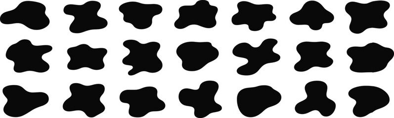 Abstract blob shape collection, black organic forms, vector silhouette icons, modern design elements for branding, decor, poster, and graphic use