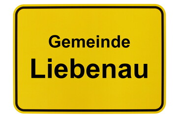Illustration eines Ortsschildes der Gemeinde Liebenau in Niedersachsen	