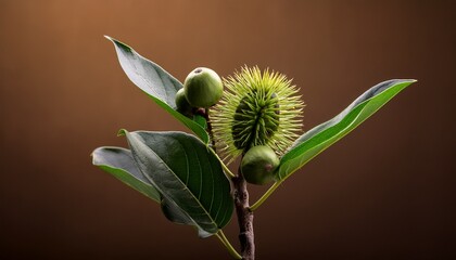 acanthopanax sessiliflorus plant with young shoots and fruits