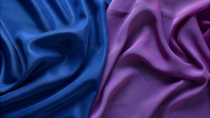 Luxurious Flowing Silk Fabric in Striking Blue and Purple Hues