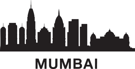 Fototapeta premium Mumbai Skyline Silhouette Vector Illustration A Detailed Cityscape of India's Financial Capital