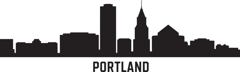 Obraz premium Portland Oregon Skyline Silhouette Vector Illustration with Cityscape and Urban Landscape View
