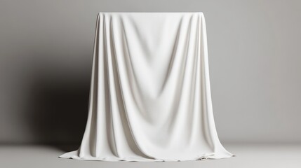 White cloth drape over rectangular object presentation background template