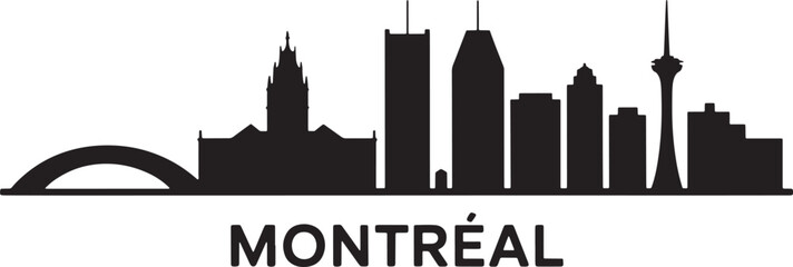 Obraz premium Montreal Cityscape Silhouette Vector Illustration with Iconic Landmarks and Modern Typography