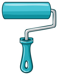 Turquoise Paint Roller Cartoon Tool for Painting Walls, Ceilings or Other Surfaces