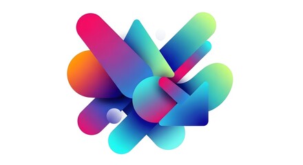 Abstract colorful gradient shapes isolated on white background