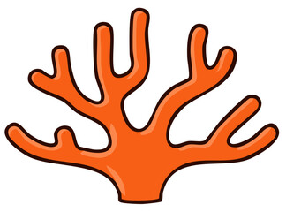 Obraz premium Bright Orange Branching Coral Sea Creature Illustration