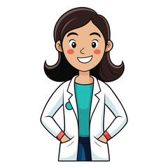 Fototapeta premium Friendly Female Doctor with Hands in Pockets Confidently Smiling Ready to Help Her Patients With Their Medical Needs