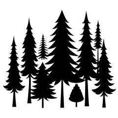 Pine Tree Silhouette – Detailed Evergreen Conifer Vector | Natural Forest Tree Clipart for Nature & Winter Designs