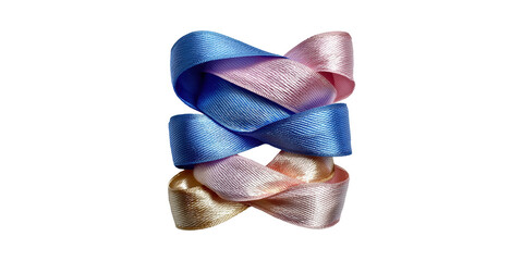 Colorful Twisted Ribbons. Decorative Craft And Gift Wrapping Concept Isolated On Transparent Background
