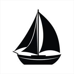Nautical Sailboat Silhouette on White Background