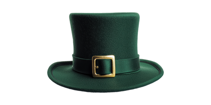 Green Leprechaun Hat With Gold Buckle. St. Patrick'S Day Celebration Symbol Isolated On Transparent Background - Powered by Adobe