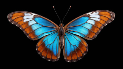 butterfly on black background and fly