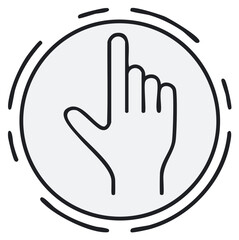 Obraz premium Hand Cursor Icon Pointing Up Inside a Circle, Representing Click Touch and Selection Gestures