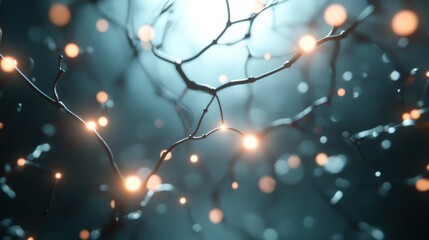 Abstract neural network digital illustration with glowing nodes