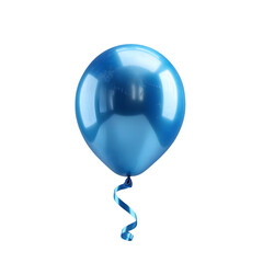 Single blue 3D balloon with curled ribbon PNG