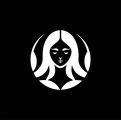 Elegant woman face silhouette vector on black, ideal for wellness spas, cosmetic packaging, and beauty salon logos.

