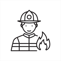 Brave Firefighter Icon Protecting and Serving, with a Fiery Backdrop Displaying Bravery and Dedication in the Face of Danger