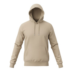 PNG Beige hoodie template. Hoodie sweatshirt long sleeve with clipping path, hoody for design mockup for print, isolated on white background.
