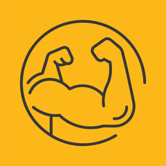 Flexed Biceps Icon on Yellow Background muscle strength