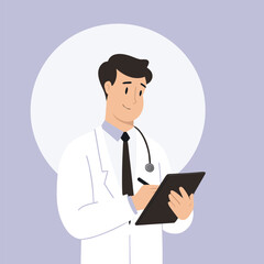 Friendly Doctor Taking Notes on a Clipboard in a Healthcare Setting Medical Professional Providing Care and Expertise