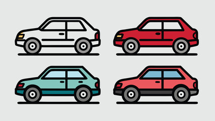 Fototapeta premium White red teal cars automobile vehicle