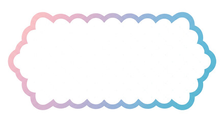 Scalloped cloudshaped frame with pink to blue gradient border, isolated on white background