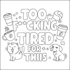 Cute swear word. Bold and easy coloring pages for adults