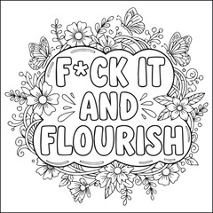 Cute swear word. Bold and easy coloring pages for adults
