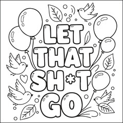 Cute swear word. Bold and easy coloring pages for adults